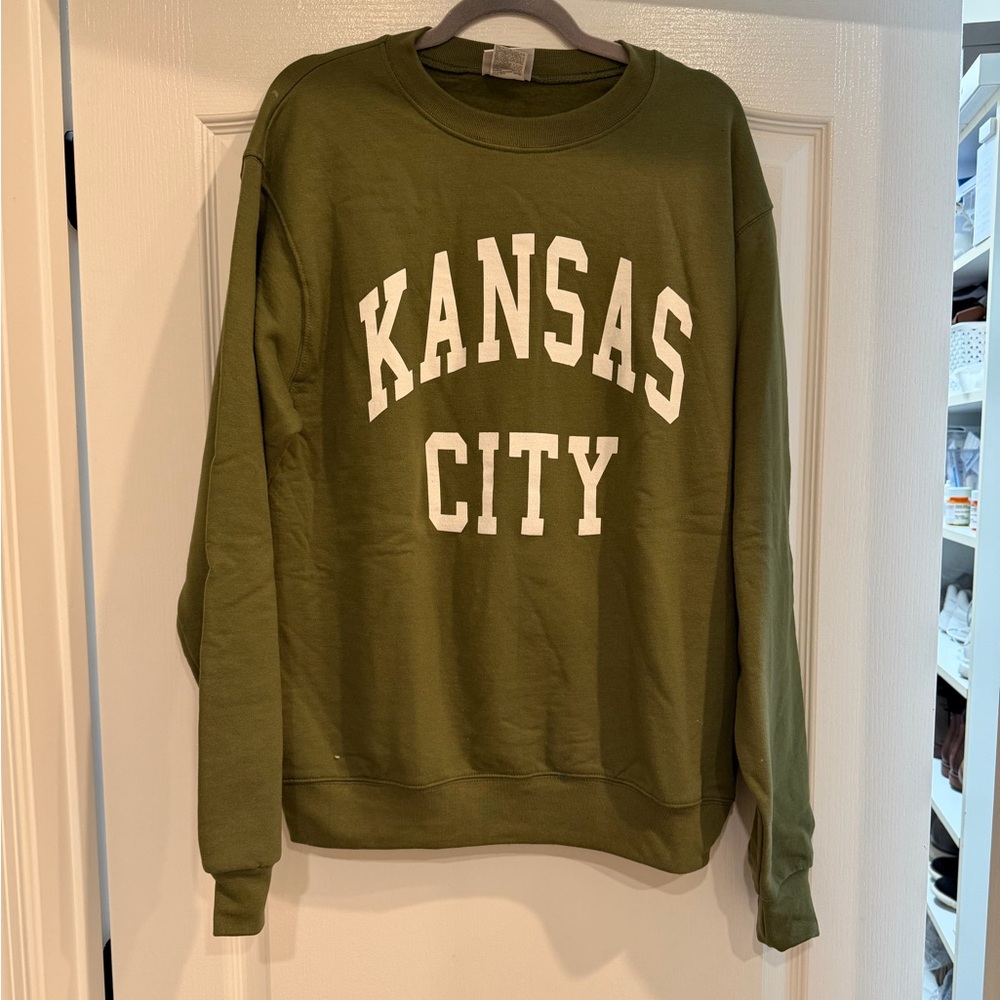 Champion Olive Green “Kansas City” Crewneck Sweater
